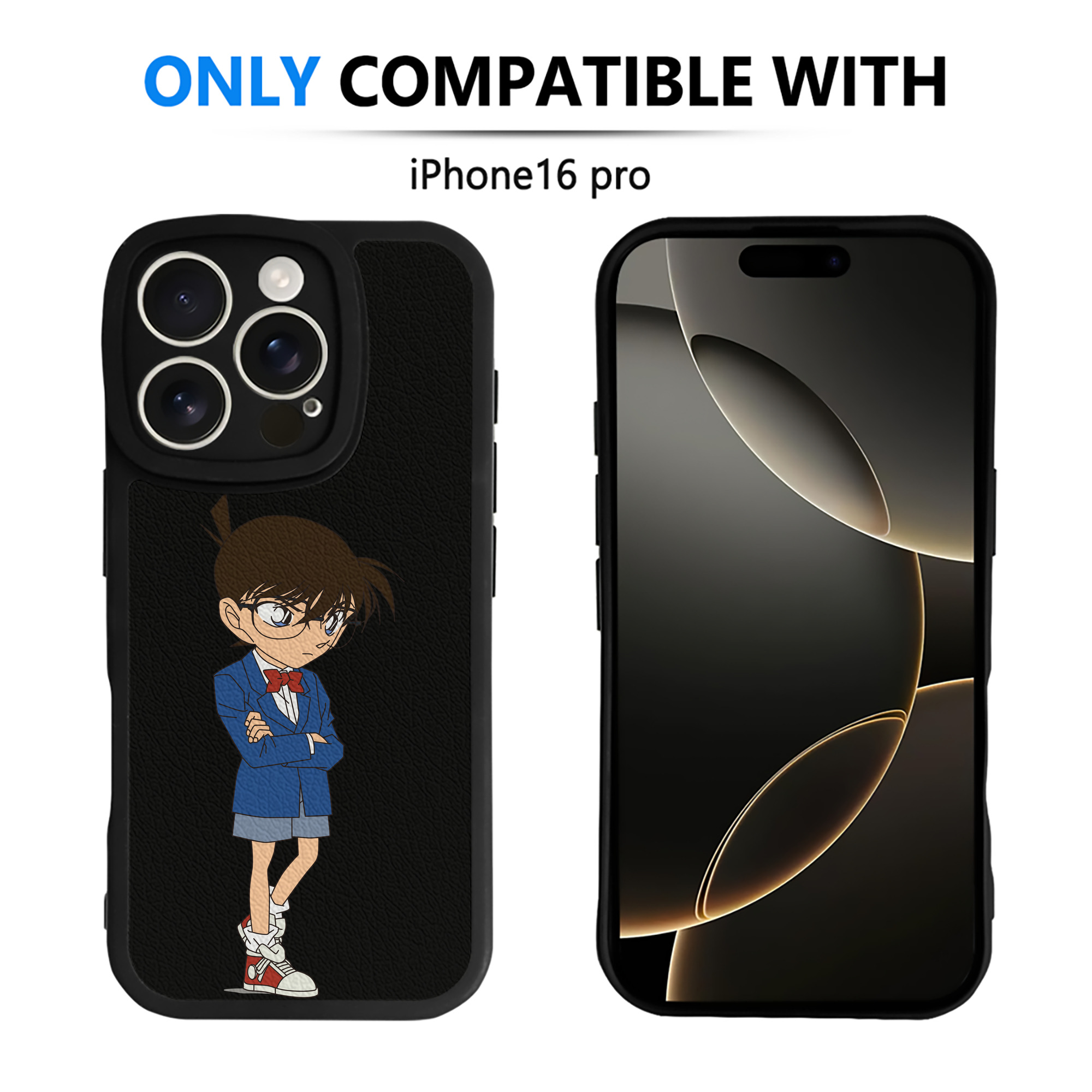 （画像用） 名探偵コナン 江戸川 コナン Detective Conan Conan Edogawa 【iPhone 16シリーズ対応】シリコンスマホケース（レザー調） 材質：シリコン